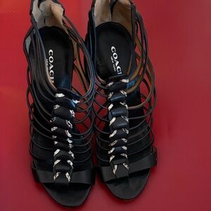 Coach Black Strappy Heels